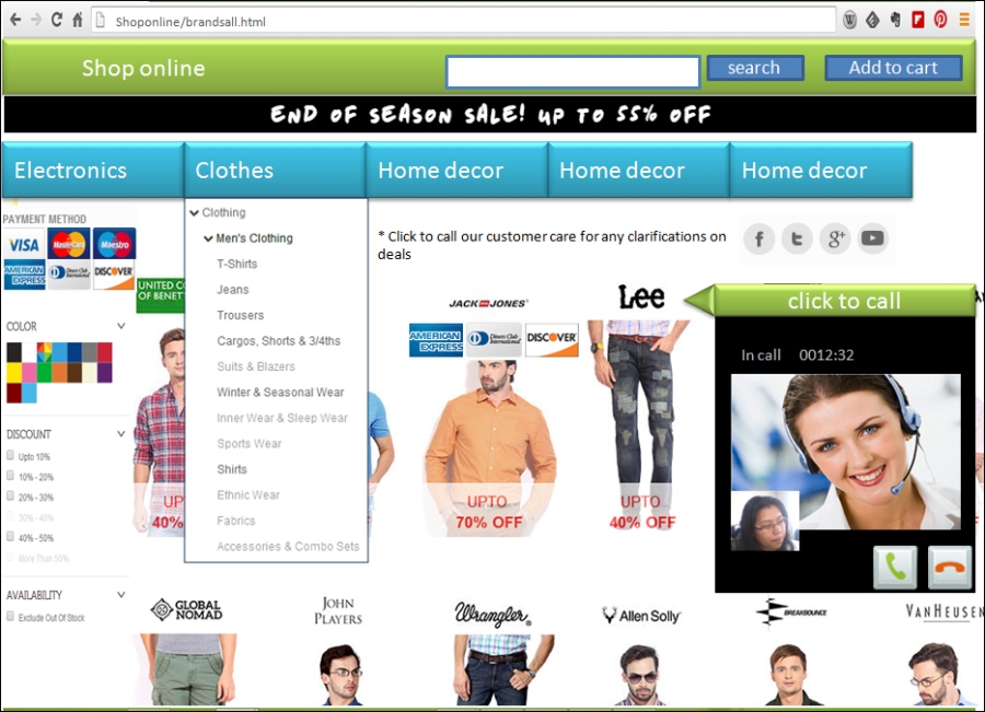 WebRTC online marketing centers