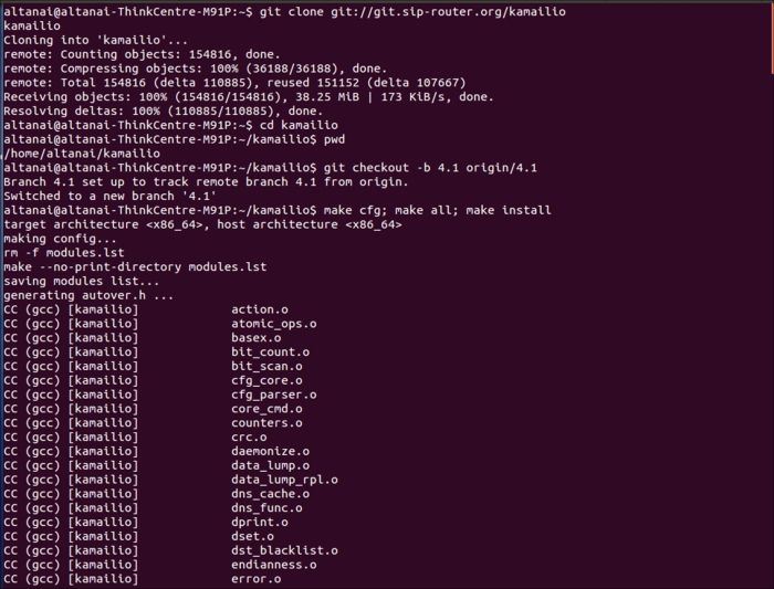 The WebRTC client with the Kamailio SIP server