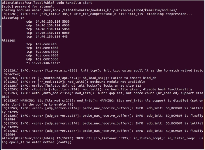 The WebRTC client with the Kamailio SIP server