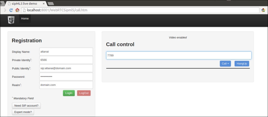 Developing our customized version of the sipML5 client