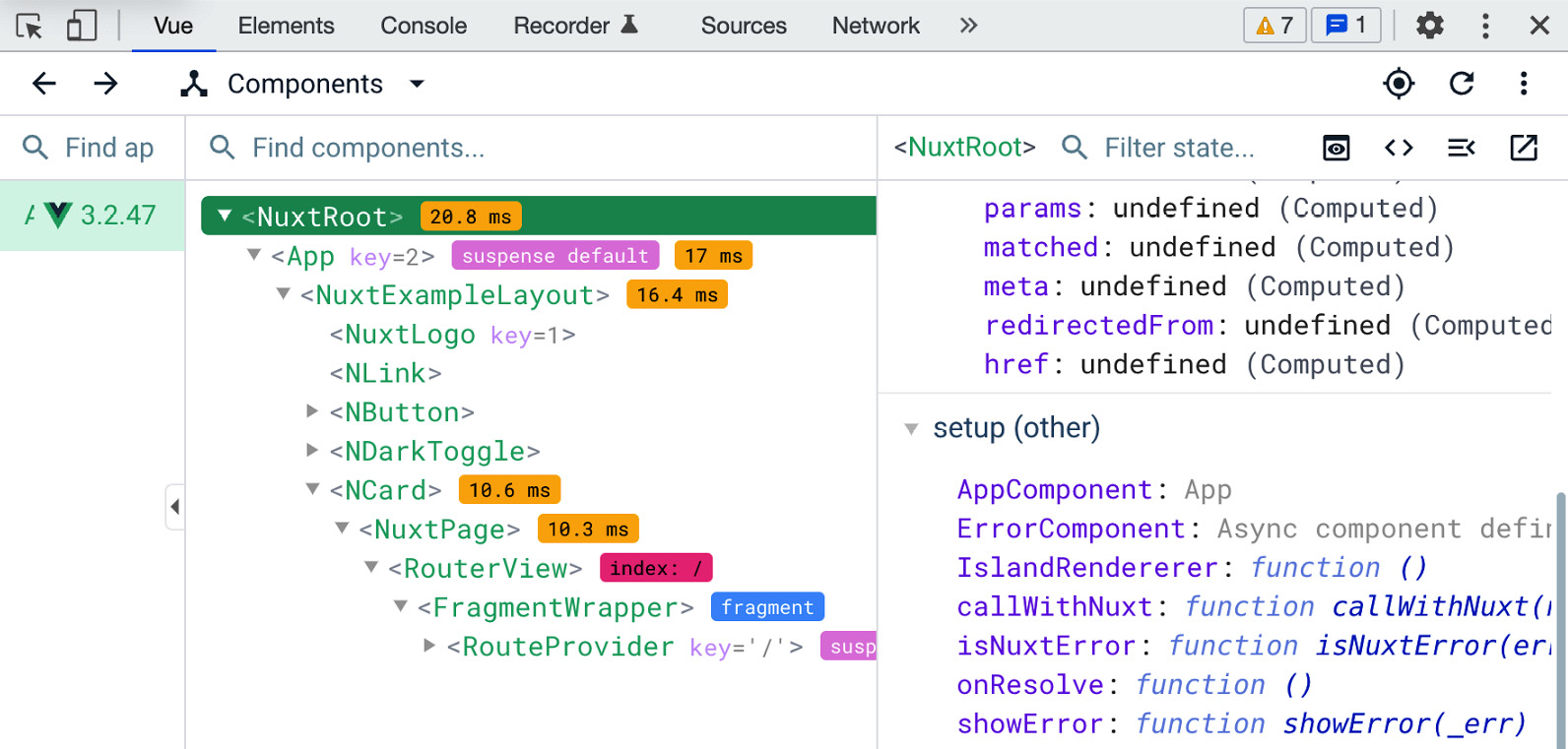 Figure 3.4: Vue.js browser developer tools