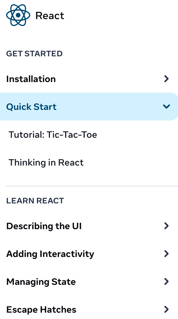 Figure 4.2: Learning React documentation