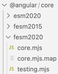 Figure 3.1: Angular core files provided as an npm package
