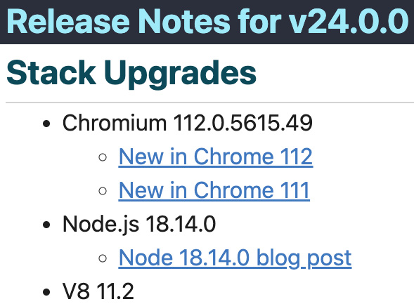 Figure 10.2: Partial release notes for Electron.js